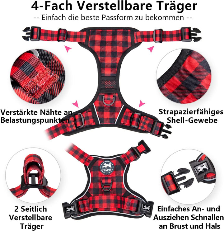PoyPet Keine Pull Hundegeschirr Front Reflektierende Pet Weste für Hunde mit Einfache Kontrolle Grif