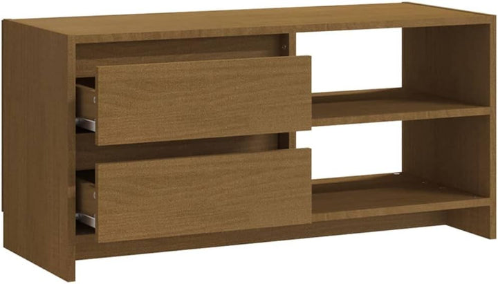 homiuse TV-Schrank TV Lowboard Honigbraun 80x31x39 cm Massivholz Kiefer TV Board Fernsehschrank Fern