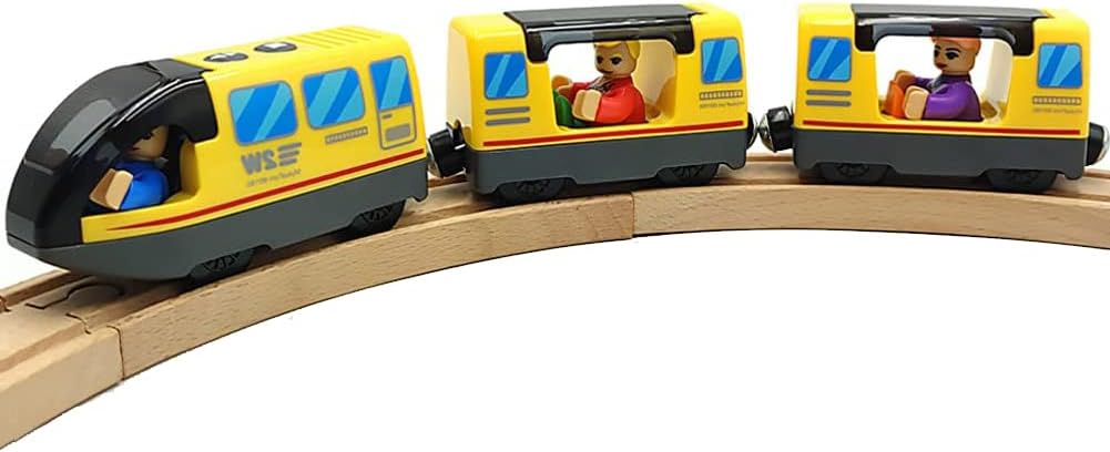 Batteriezug, magnetische Verbindung, Intercity-Zug mit Figuren für Holzeisenbahn-Gleisspielzeug, Lok