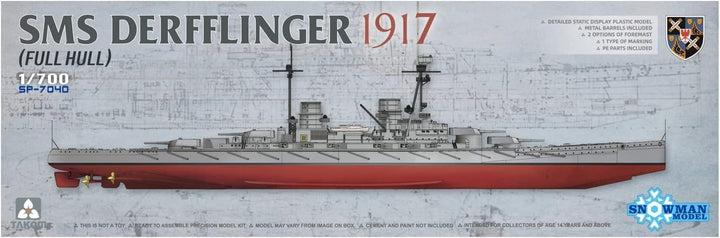 TAKOM - Modellboot Sms Derfflinger 1917 (Full Hull With Metal Barrels) Sp-7040 1/700. Modellbau Panz
