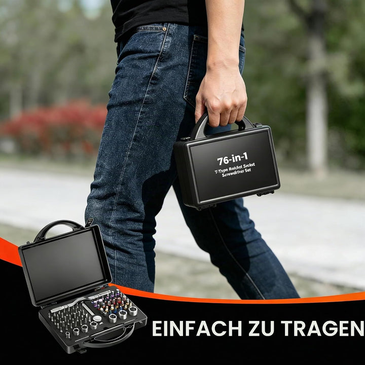76 in 1 Ratschenschraubendreher set,Schraubendreher Set Magnetisch Mit S2-Stahlbits Multi Bit-Min Sc