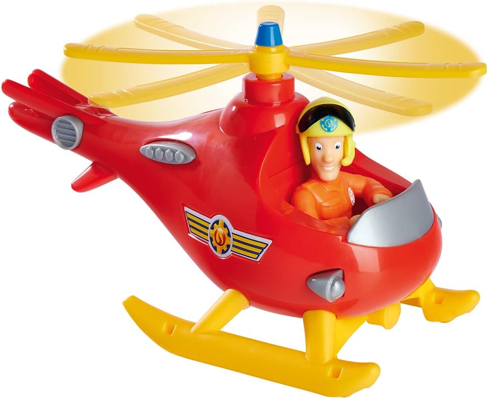 Simba 109252507 - Feuerwehrmann Sam Wallaby, kindliche Version, mit Tom Thomas Figur 7cm, Hubschraub