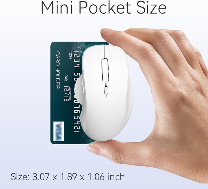 Uiosmuph Mini Bluetooth Maus kabellos, Leise Bluetooth Funkmaus (BT 5.0/5.1+2.4G), USB-C wiederaufla