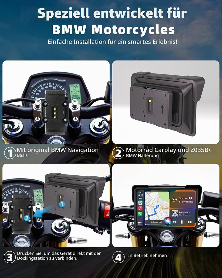 Plug-and-Play Carplay Bildschirm für BMW Motorrad 7 Zoll Motorrad Display mit Wireless CarPlay &amp; And