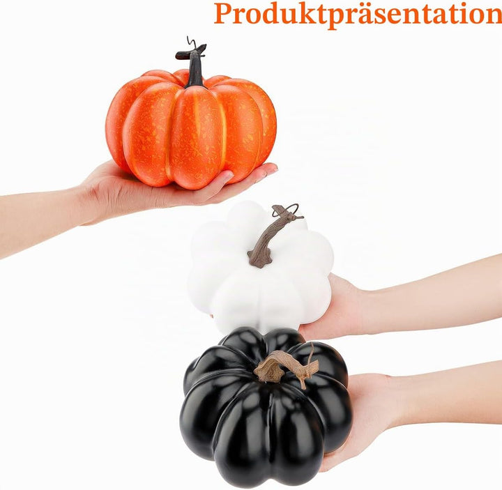 Funzhan Herbst Thanksgiving Gelb Künstlicher Kürbis Dekor 15 cm Halloween Realistisch Schaum Gefälsc
