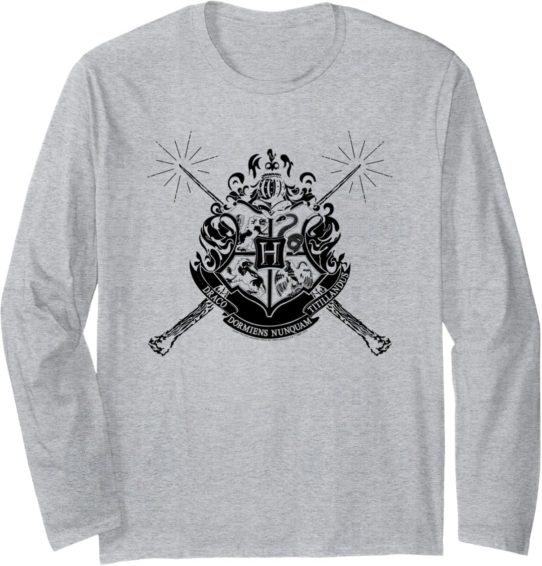 Harry Potter Hogwarts Crest with Wands Langarmshirt