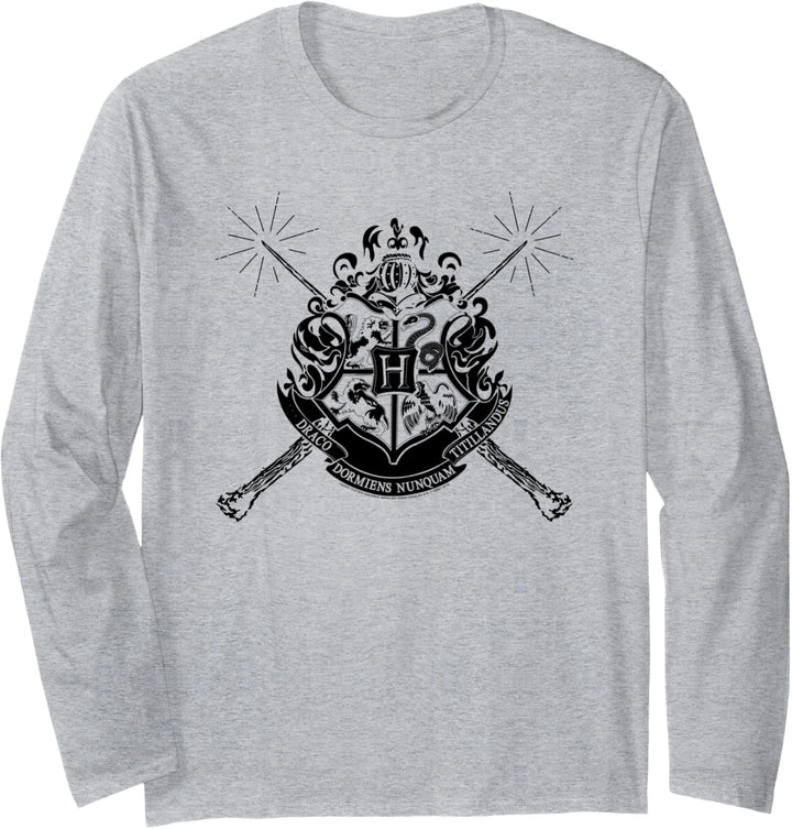 Harry Potter Hogwarts Crest with Wands Langarmshirt