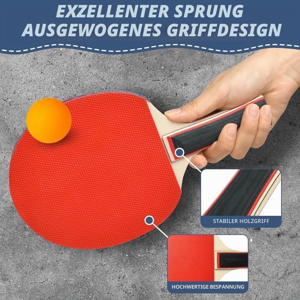 Flintronic Tischtennis Set, Tischtennisschläger, 2 Tischtennisschläger + 3 Tischtennisbälle, Ping Po