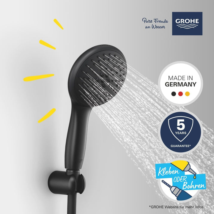 GROHE Vitalio 110, Duschkopf mit Schlauch und Halterung, wassersparend, 8l pro Min (Handbrause 2 Str
