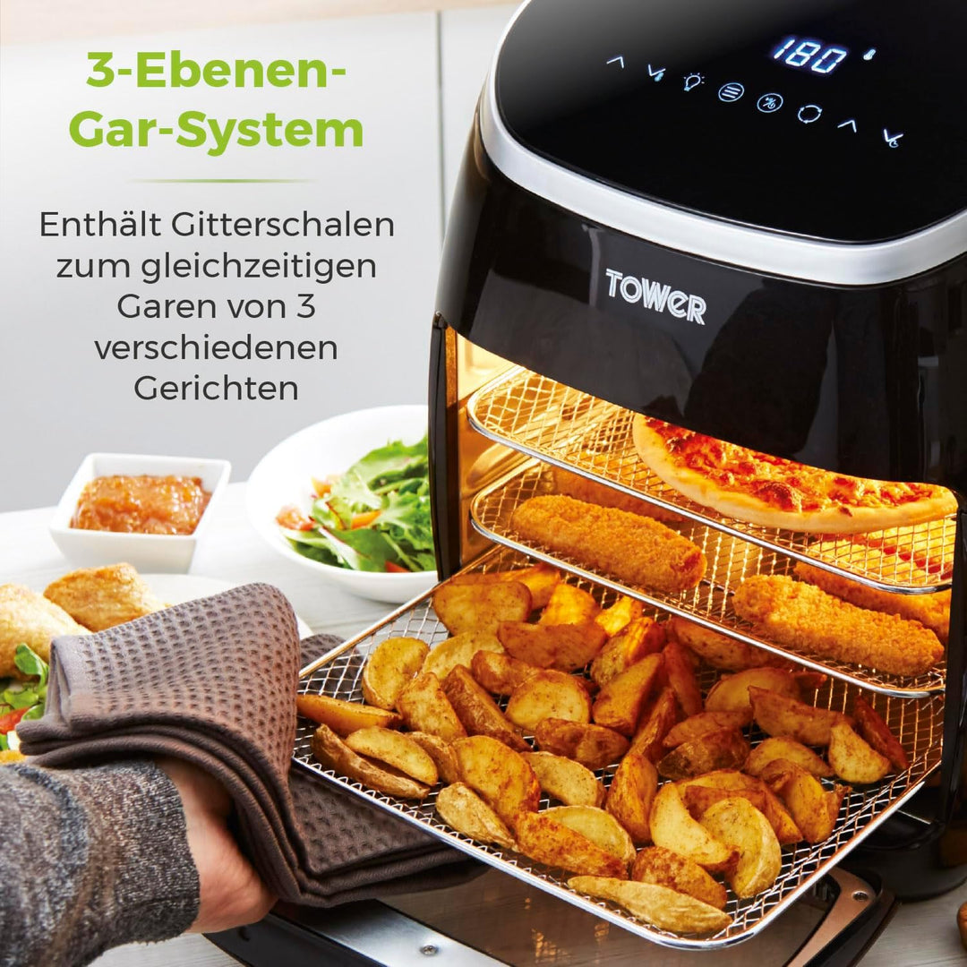 Tower T17076 Xpress Pro Combo 10-in-1 Digitale Heissluftfritteuse mit Schneller Luftzirkulation, 60-