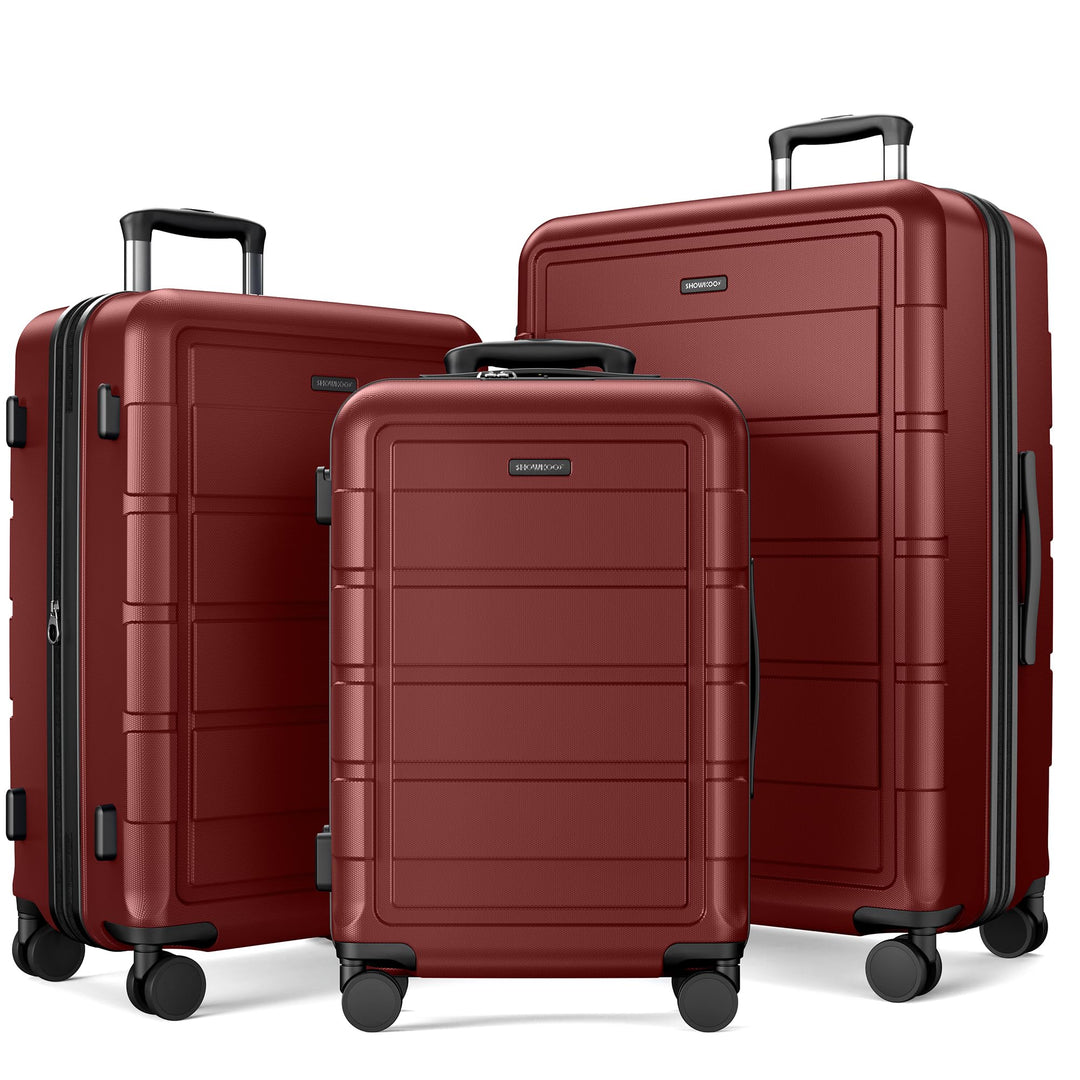 SHOWKOO Kofferset 3 Teilig Hartschale Leicht ABS+PC Erweiterbar Reisekoffer Haltbar Trolley Handgepä