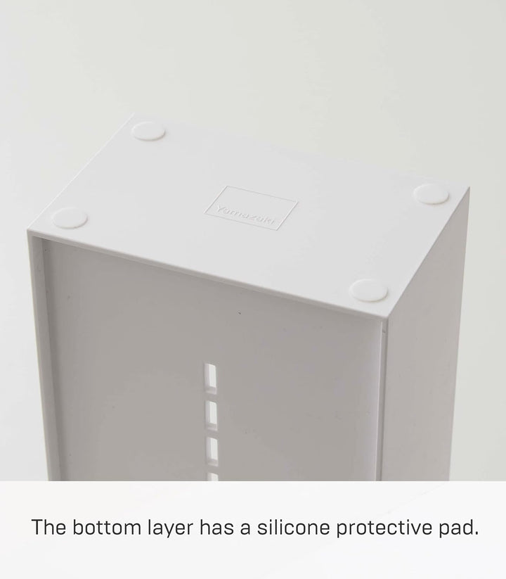 Yamazaki 5603 TOWER Makeup Storage Case, white, ABS Resin/Polycarbonate/Silicone, 12 x 7.7 x 25 cm W