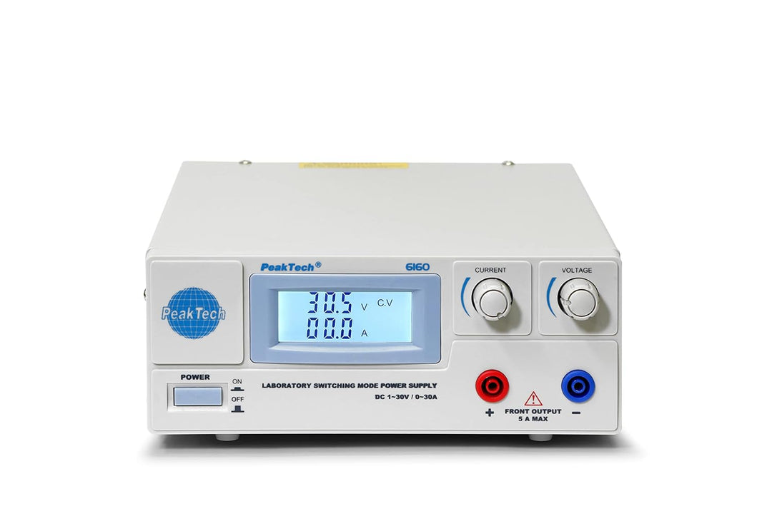 PeakTech Digtial Labornetzteil - Labornetzgerät 0-30V / 0-30A DC, stabilisiert, 1 Stück, P 6160 Sing