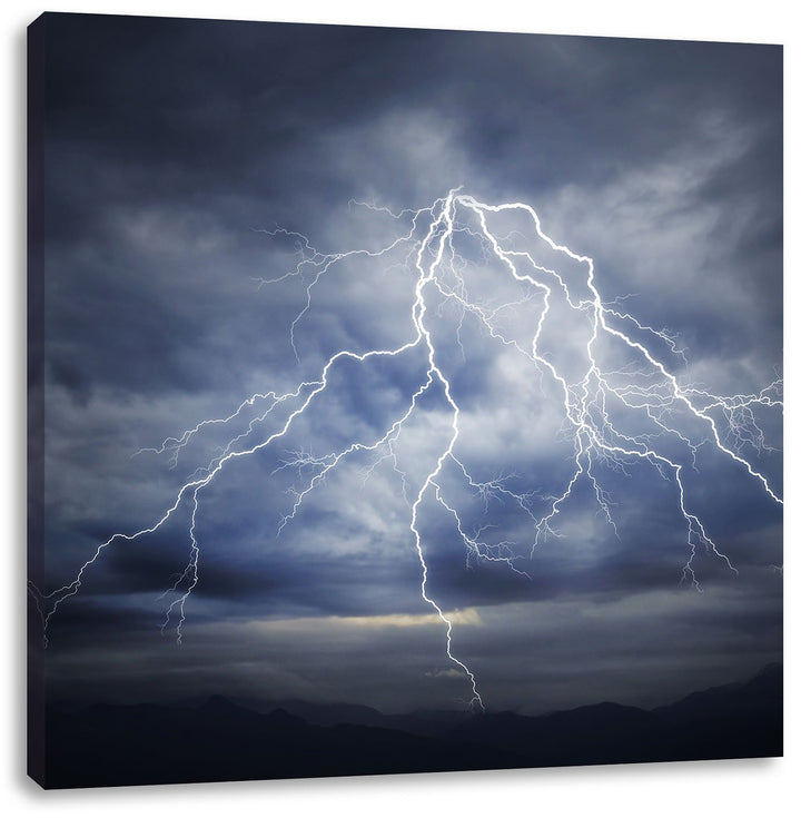 Pixxprint Blitze am stürmischen Himmel als Leinwandbild/Grösse: 70x70 cm/Wandbild/Kunstdruck/fertig