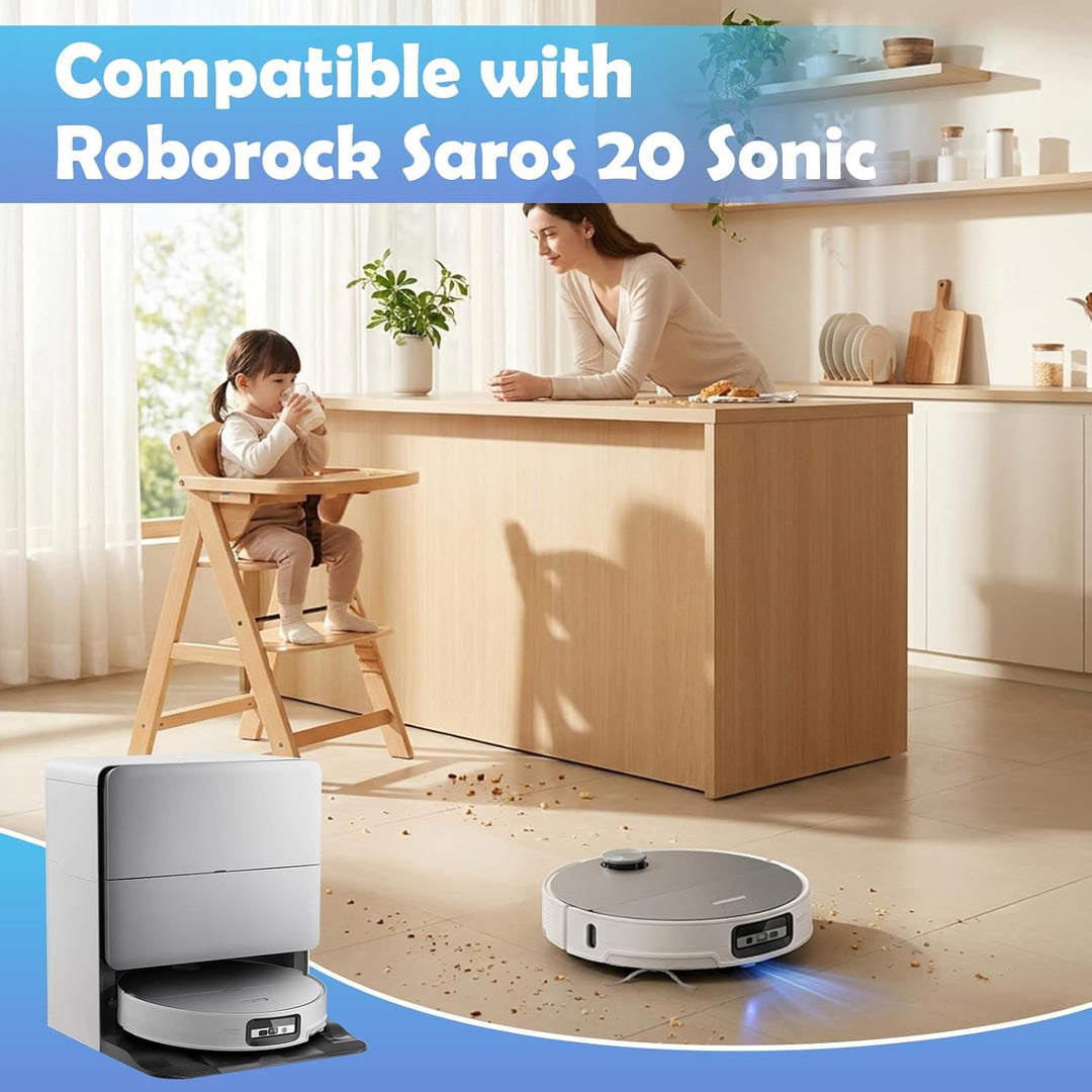 Zubehör Ersatz für Roborock Saros 20 Sonic Saugroboter, 1 Hauptbürste, 4 Seitenbürsten, 4 HEPA Filte