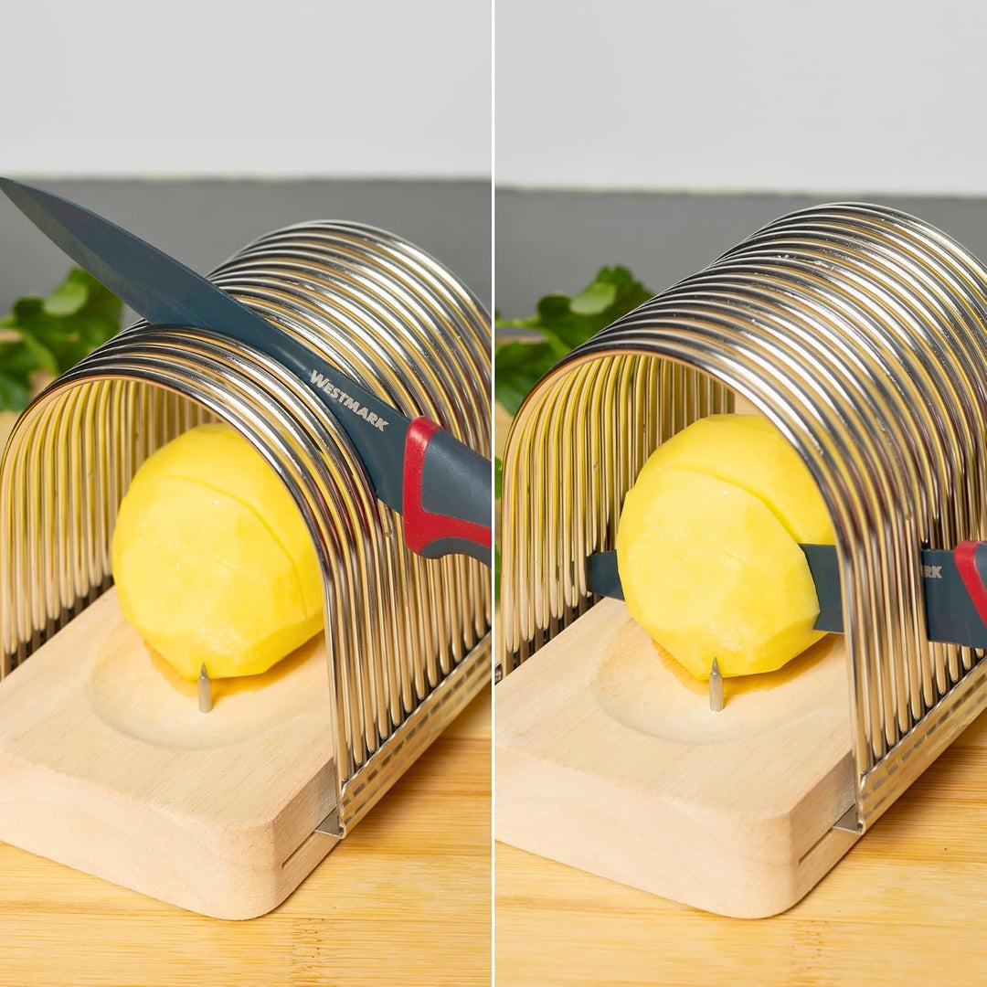 Westmark Fächerkartoffelschneider – Ideal zum schneiden gleichmässiger Fächerkartoffeln (Hasselback)
