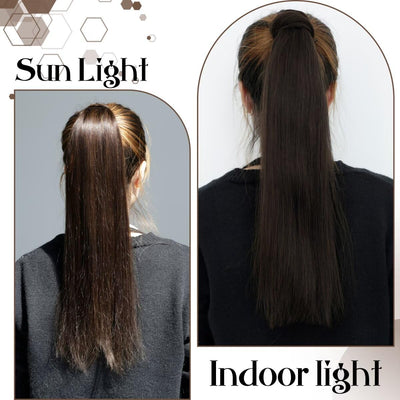 Hetto Braun Echthaar Zopf Extensions Wrap Around Echthaar Extensions Ponytail Dunkelstes Braun Pferd