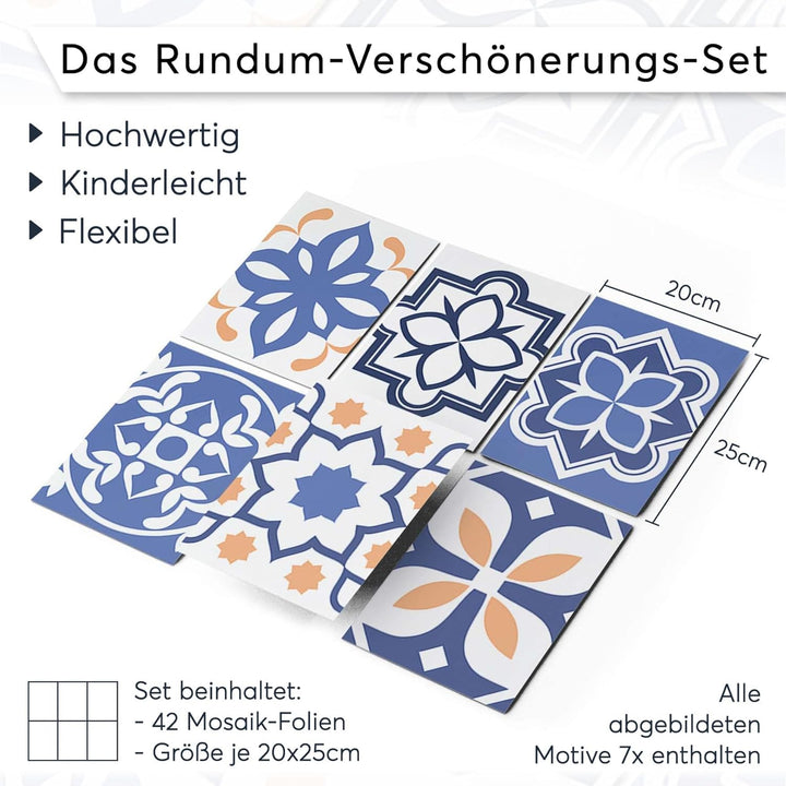 CREATISTO Mosaik Klebefliesen Stickerfliesen Fliesenfolie - Aufkleber Folie für Fliesen I Stickerfli
