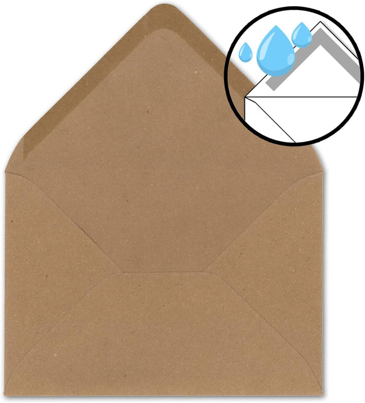 Briefumschläge in Sandbraun (braun)- 100 Stück - DIN C5 Kuverts 22,0 x 15,4 cm - Kraftpapier - Nassk