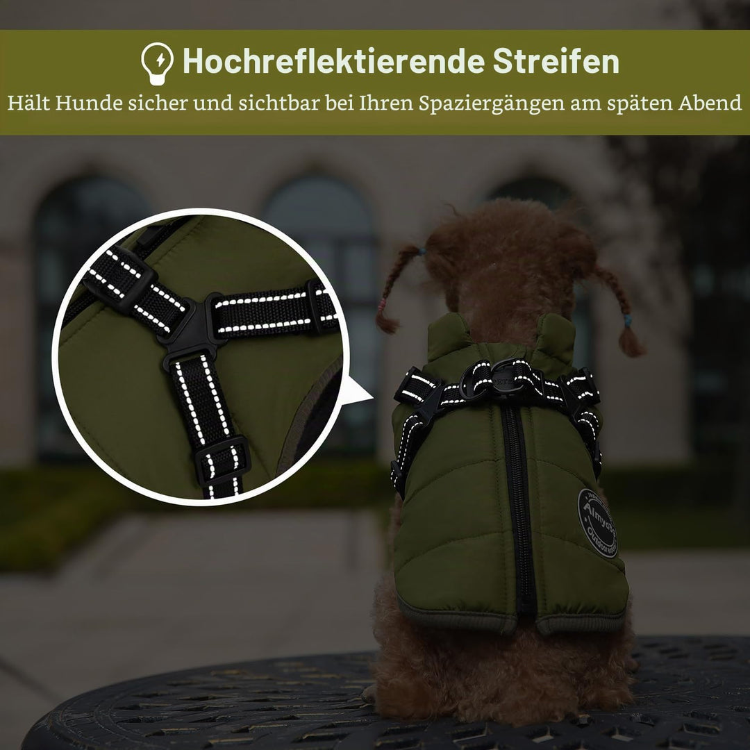 Hundemantel Winter, Wärme Hundejacke Mit Brustgurt Gurt Winddichte mit bauchschutz, Haustier Outdoor