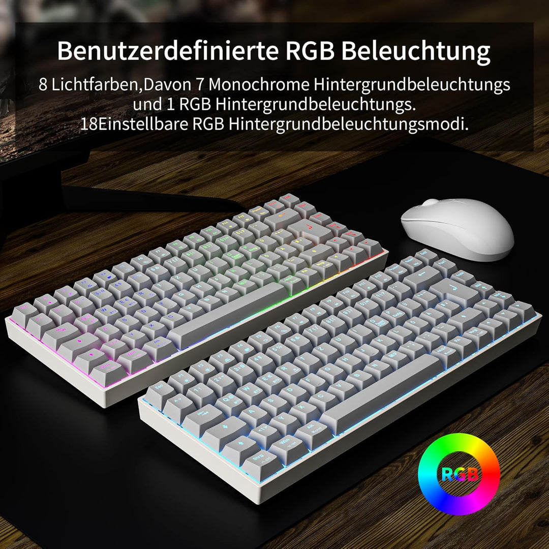 Newmen GM840 Gaming Tastatur Mechanische,2.4G Kabellose/Bluetooth/USB C Mit Kabel 75 Prozent TKL Tas