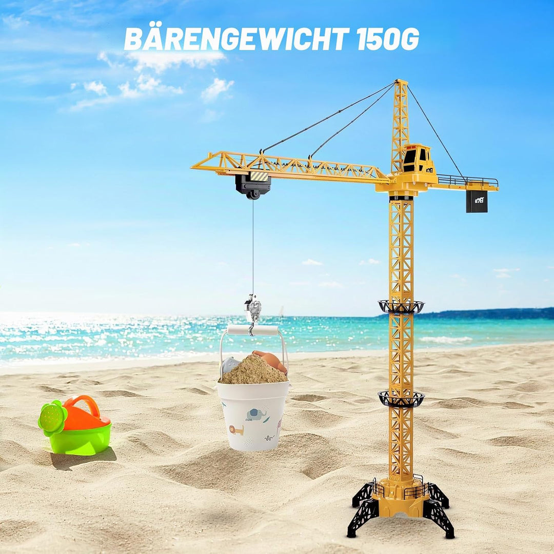 deAO RC Bauturmkran, Kran, ferngesteuert, für Kinder, Höhe 128 cm, 6 Kanäle, ferngesteuert, Modell D