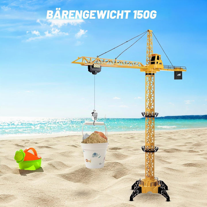 deAO RC Bauturmkran, Kran, ferngesteuert, für Kinder, Höhe 128 cm, 6 Kanäle, ferngesteuert, Modell D