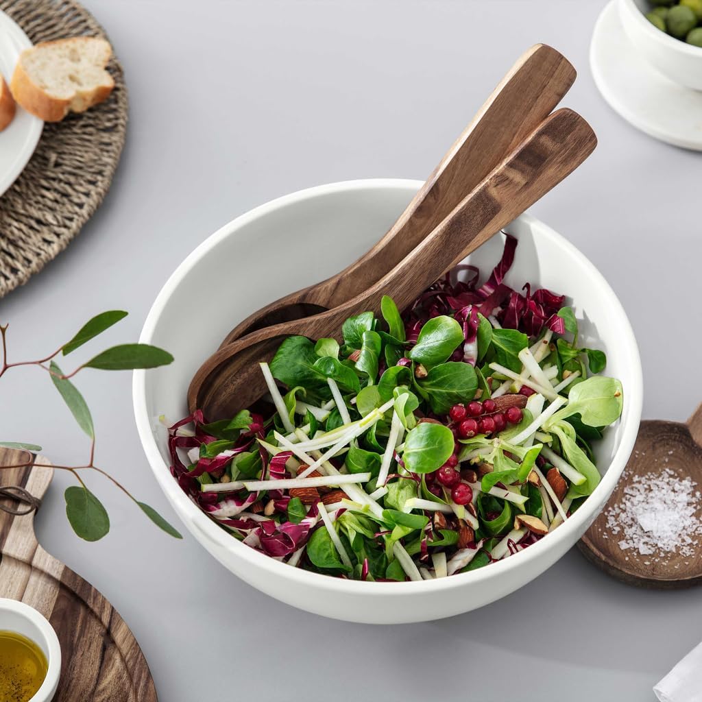 Villeroy & Boch - Artesano Salat-Set, 3 tlg., grosse Porzellan Schale mit passendem Besteck Salat Se