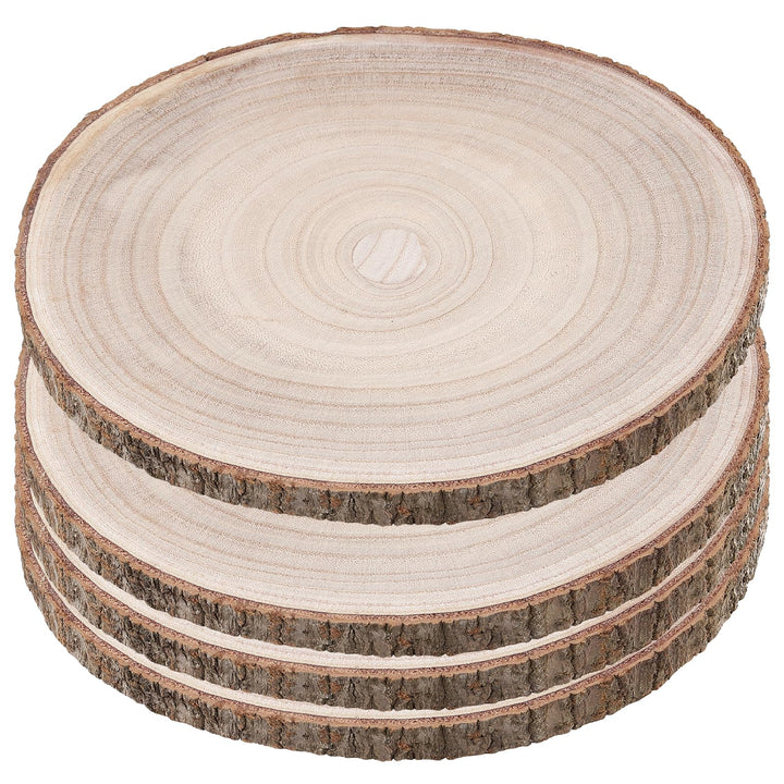 4 Stück Holzscheiben Naturholz, 26-30 cm Durchmesser Baumscheiben, 2 cm Dick Baumscheibe für Dekorat