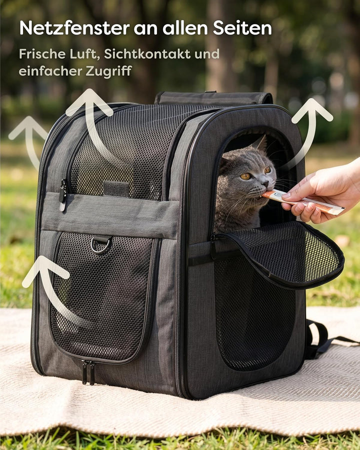 Knupis Katzenrucksack &amp; Hunderucksack bis 7kg - Leicht - Dunkelgrau, Dunkelgrau