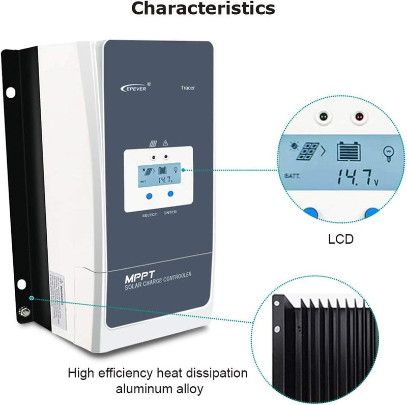 EPEVER 100A MPPT Solarladeregler 12V/24V/36V/48V mit LCD-Display, Leerlaufspannung bis 150V für Seal