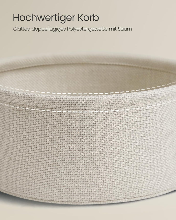 VASAGLE Beistelltisch rund, Kleiner Tisch, Couchtisch mit Steckdose, Wohnzimmertisch, Korb aus Stoff