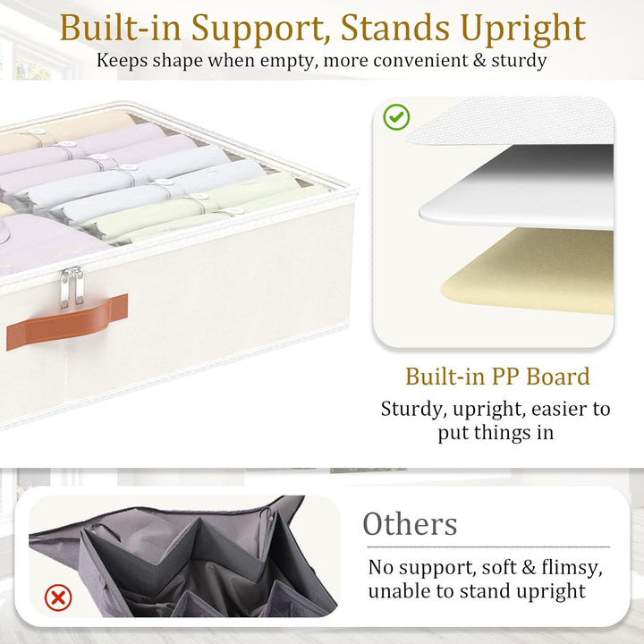 Yawinhe 3 Stück Unterbettkommode, Unterbett-Aufbewahrungstasche Kleideraufbewahrung, Faltbare Aufbew