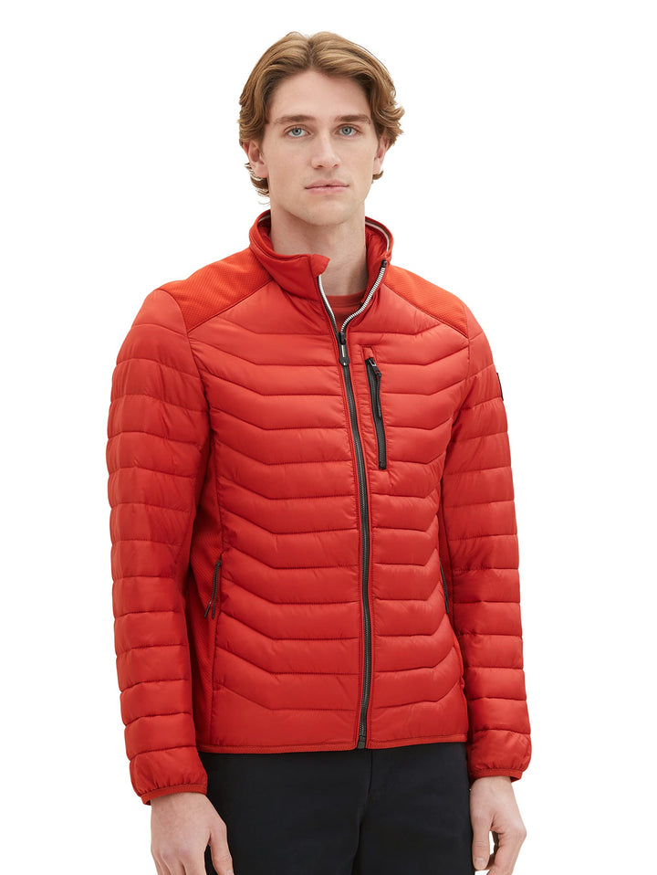 TOM TAILOR Herren 1038606 Hybrid Steppjacke mit Stehkragen (1er Pack) L 13722 - Rooibos Orange, L 13