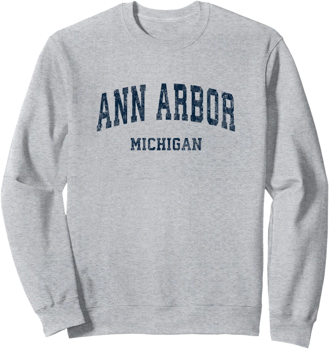 Ann Arbor Michigan MI Vintage Varsity Sports Marine-Design Sweatshirt