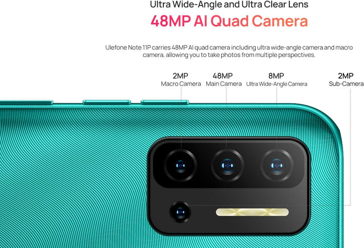 Ulefone Android 11 Smartphone ohne Vertrag, Note 11P 4G Handy, Helio P60 Octa-Core 8GB+128GB, Dual-S