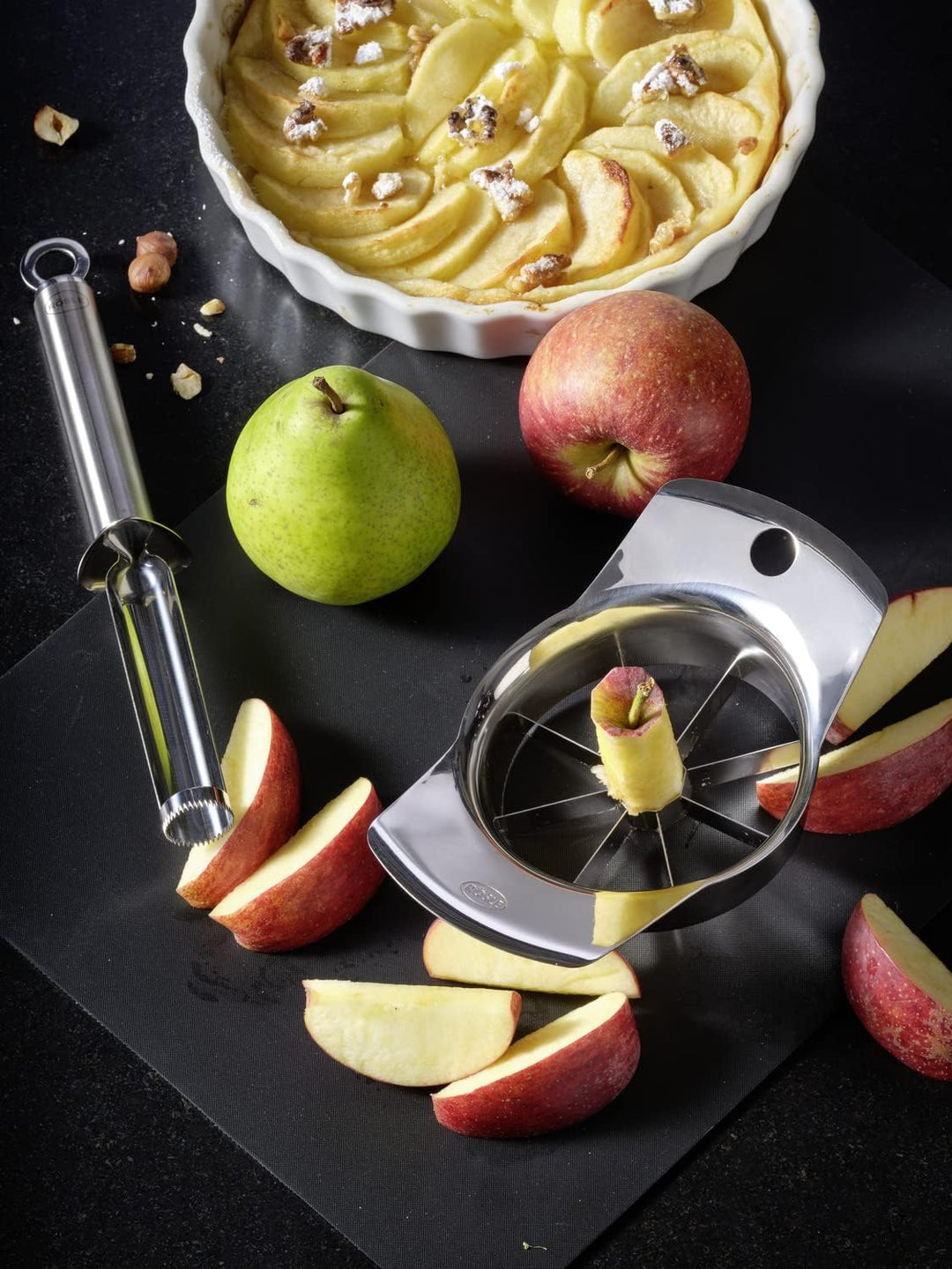 RÖSLE Fruchtentkerner, Hochwertiger Apfelentkerner zum Entfernen von Kernhäusern bei Obst, Edelstahl