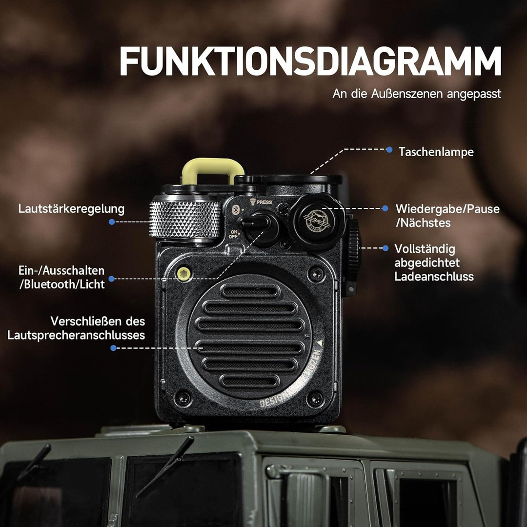 Muzen Wild Mini Bluetooth Lautsprecher Klein, Tragbare Speaker Fahrrad Lautsprecher mit Licht Robust