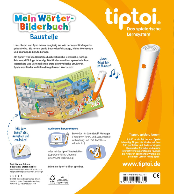 tiptoi® Mein Wörter-Bilderbuch Baustelle, Buch für Kinder ab 3 Jahre, Spiralbindung