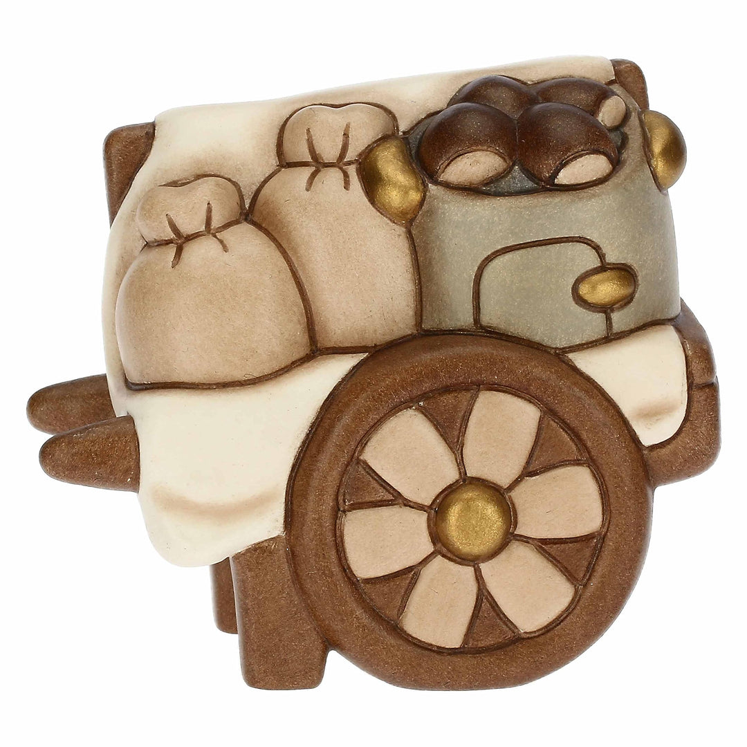 THUN - Bollerwagen mit Kastanien aus handdekorierter Keramik, Klassische Krippenlinie, Weihnachtsdek
