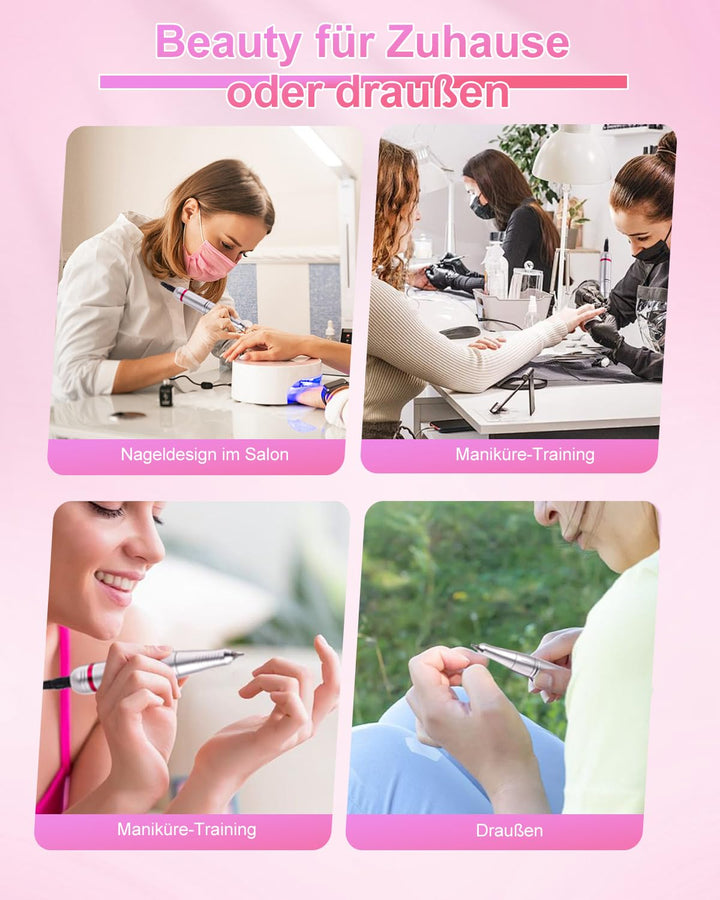 CozyZen Elektrische Nagelfräser Professional: 45000 U/min Nagelpflege-Kit mit LCD-Display, Hand- &amp; F