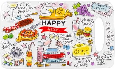 Fröhliches Käsebrett – Happy Kollektion – Buntes Design mit Zitaten – Servierbrett für Käse & Snacks