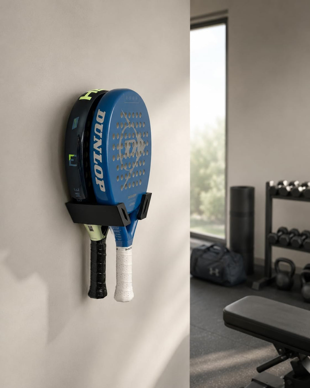 Padel Schlägerhalter Wandhalterung für 2 Schläger, Wandregal für Padel-Schläger, platzsparender Schl