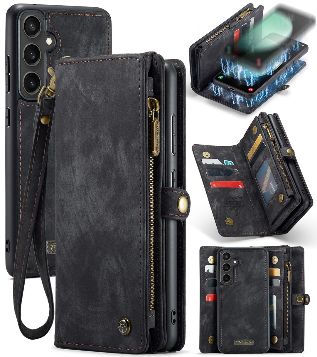 UFinetech für Samsung S23 FE Hülle, Stossfest Kartenfach Magnetisch Abnehmbare Tasche Samsung Galaxy