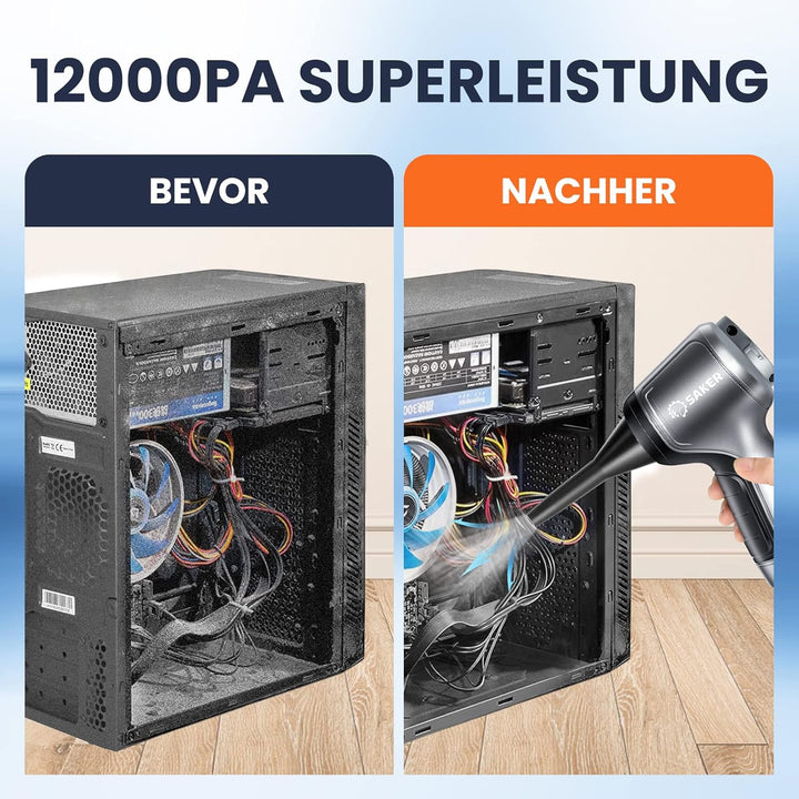 Saker Handstaubsauger Auto Handheld Kabelloser, 3 in 1 Druckluft Multifunktionale Brushless Motor 12