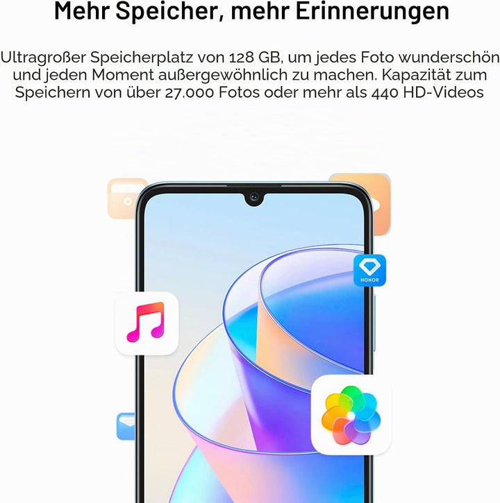 Honor X7a 128GB/4GB RAM Dual-SIM midnight-black, Schwarz Mitternacht, (5109AMLW) Mitternachtsschwarz