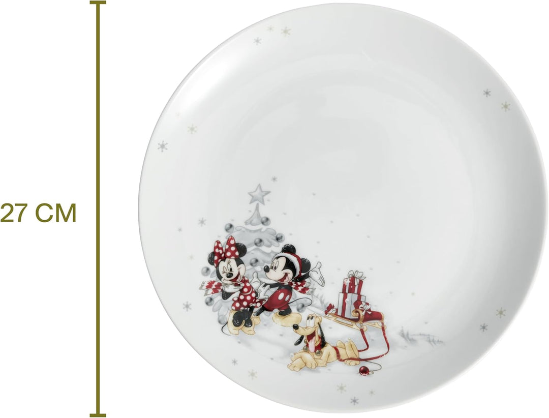 Disney Winter-Kollektion tiefer Teller 22cm aus Porzellan | Micky & Pluto Design – Offiziell lizenzi