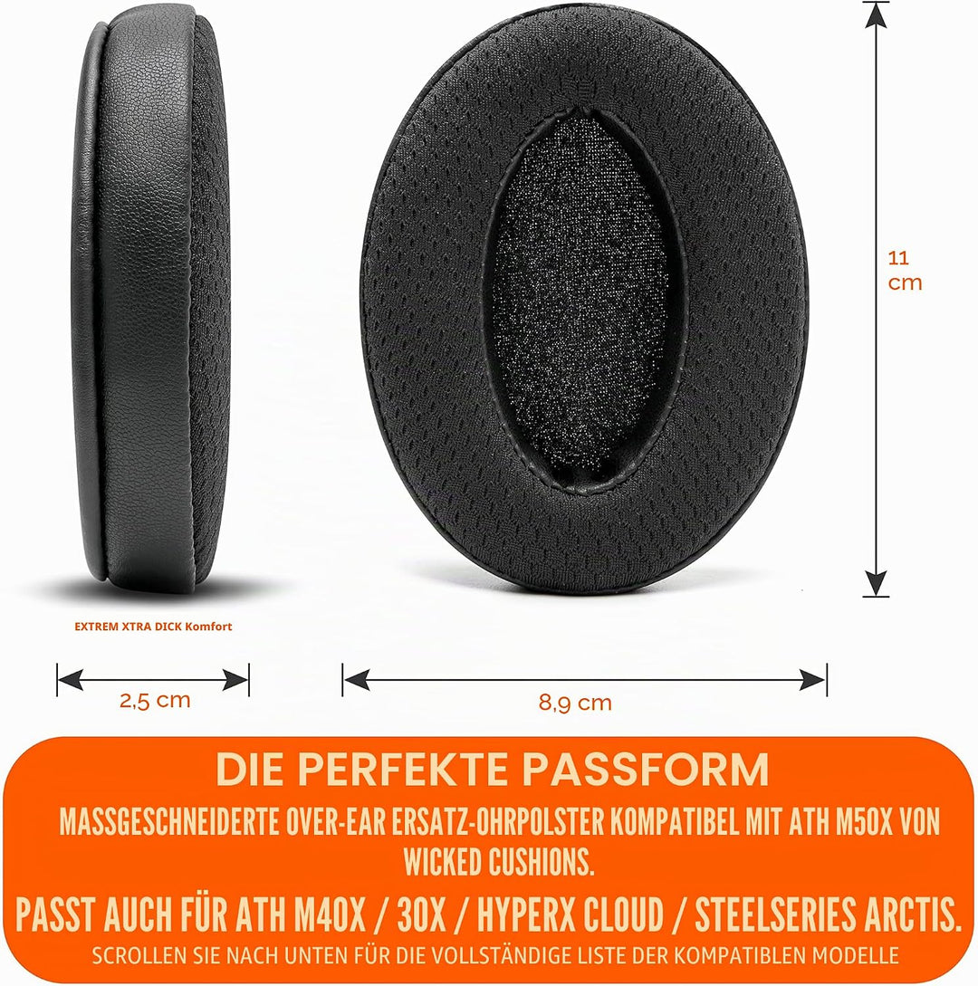 WC Freeze Hybrid Fabric Cooling Gel Ersatz-Ohrpolster – kompatibel mit HyperX Cloud, Steelseries Arc