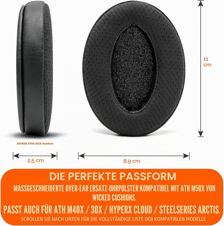 WC Freeze Hybrid Fabric Cooling Gel Ersatz-Ohrpolster – kompatibel mit HyperX Cloud, Steelseries Arc