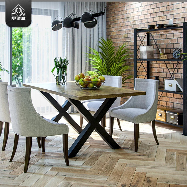 CM Furniture - Tischbeine Metall anthrazit - 2 Stück X Form, rostfrei & modern - Tischgestell Masse